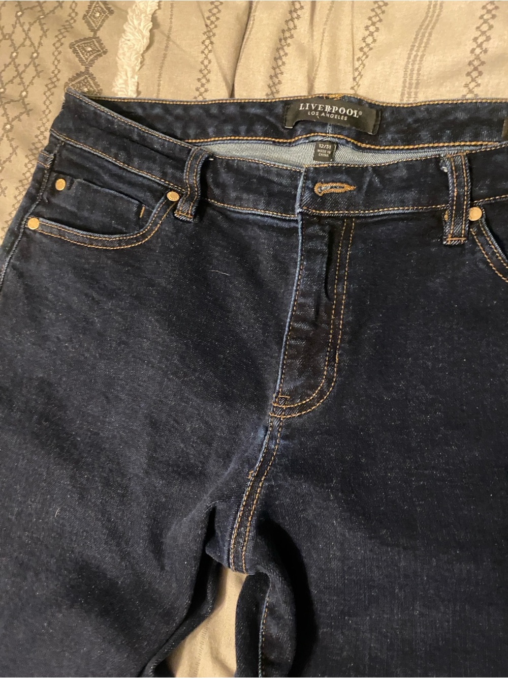 Liverpool Dark Indigo Jeans with Contrast Stitching - Picture 3 of 5